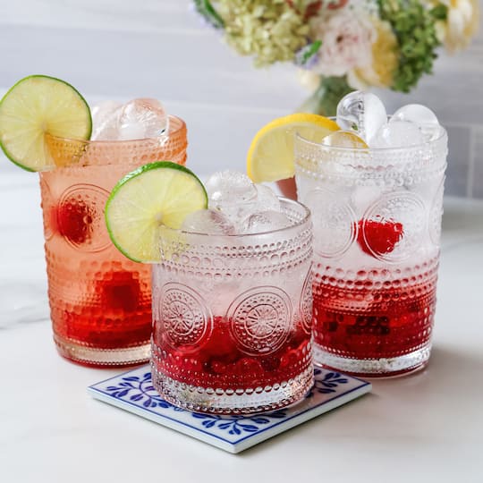 Kate Aspen® 10oz. Hobnail Beaded Floral Clear Drinking Glasses, 6ct.